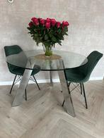 Ronde glazen eettafel 110 cm, Huis en Inrichting, Tafels | Eettafels, 100 tot 150 cm, Rond, Ophalen of Verzenden, Zo goed als nieuw