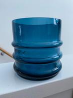 Mooie design vaas petrol kleur glas blauw groen glazen gaaf, Ophalen of Verzenden