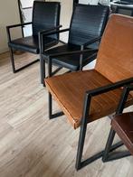 4 Eetkamerstoelen Kunstleer - Cognac, Bruin, Zwart, Huis en Inrichting, Stoelen, Ophalen, Gebruikt, Industrieel modern, Zwart