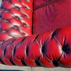 Chesterfield bank oxblood / rood zwart leer + BEZORGING!!, Gebruikt, Chesterfield, Leer, Ophalen of Verzenden