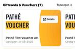 Pathé Filmvoucher (5x) geldig t/m 31-08-2025, Tickets en Kaartjes, Eén persoon, Vrijkaartje alle films