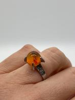 A418 Prachtige zilveren ring fischland maat 17,75, Sieraden, Tassen en Uiterlijk, Ophalen of Verzenden, Zilver, Ring, Met edelsteen