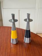 Vintage KMD Tiel kandelaars set - Royal Holland Pewter - 60s, Gebruikt, Overige kleuren, Ophalen of Verzenden, Metaal