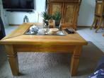Grenen salontafel met glasplaat i.g.s., Ophalen, Gebruikt, 100 tot 150 cm, 50 tot 100 cm