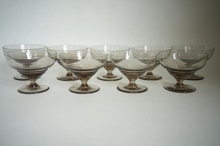 9x antiek glas, kristalunie Rozendaal radio rook coupe, Antiek en Kunst, Antiek | Glas en Kristal, Ophalen of Verzenden