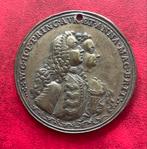 Penning inhuldiging stadhouder Willem IV en Anna v Hannover, Ophalen of Verzenden, Brons, Nederland