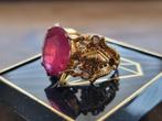18k Gouden Damesring met Edelsteen - Maat 17, Gebruikt, Ophalen of Verzenden, 17 tot 18, Met edelsteen