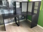 Zwart Ikea Micke Hoekbureau + Zijtafeltje, Huis en Inrichting, Bureaus, Ophalen, Zo goed als nieuw, Bureau