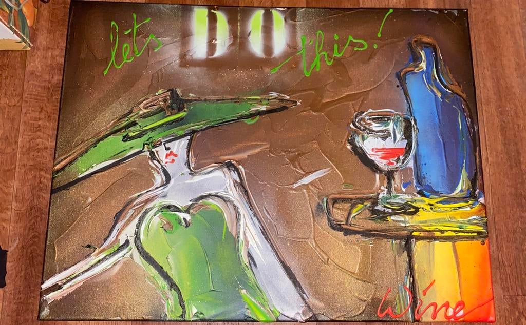 Geoffrey wine schilderij kunst desgin eyecatcher, Ophalen of Verzenden