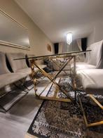 Crème/Goudkleurige Eettafel met 6 Stoelen, Huis en Inrichting, Tafels | Eettafels, Gebruikt, Vijf personen of meer, 150 tot 200 cm