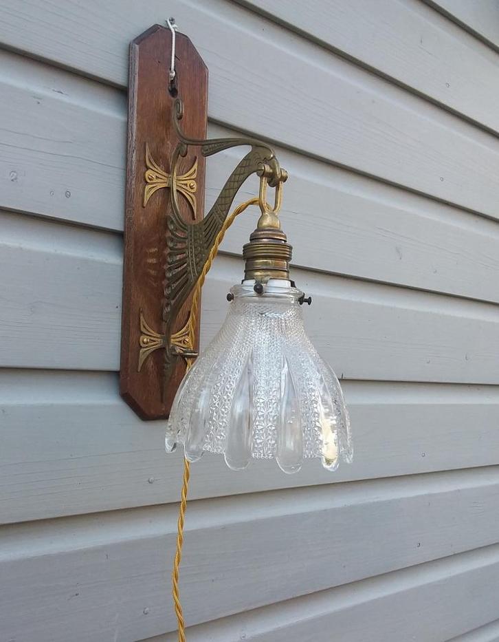 Art Nouveau wandlampje paradijsvogel, Antiek en Kunst, Antiek | Lampen, Ophalen of Verzenden