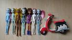 Monster High poppen lot 7 Mattel poppen met scooter, Gebruikt, Pop, Verzenden