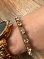 Fossil rose kleurige armband met steentjes., Sieraden, Tassen en Uiterlijk, Armbanden, Ophalen of Verzenden, Gebruikt, Roze, Met strass