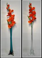 Vazen hoog glas 2 stuks, Blauw, Ophalen of Verzenden, Minder dan 50 cm, Glas