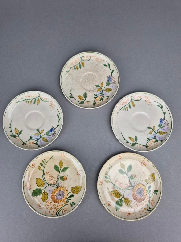 5 plateel bordjes Zuid-Holland Gouda decor Juliëtte, Antiek en Kunst, Antiek | Keramiek en Aardewerk, Ophalen of Verzenden