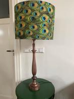 Lamp met pauw lampenkap, Huis en Inrichting, Metaal, Zo goed als nieuw, Ophalen, 75 cm of meer