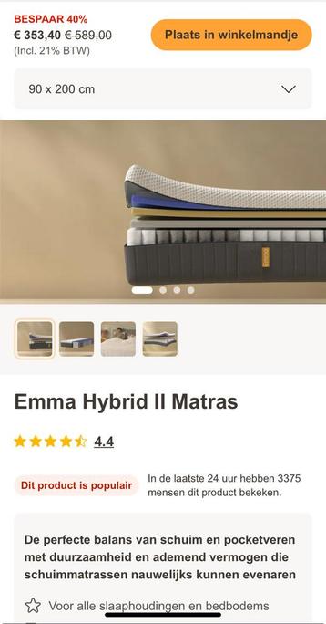 Emma Hybrid V2s 90x200 cm beschikbaar voor biedingen