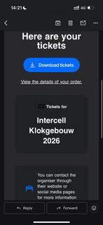 Te koop! Tickets intercell eindhoven Klokgebouw 2026, Tickets en Kaartjes, Eén persoon
