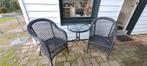 Rustieke Buitenset: 2 Stoelen & Tafeltje, Tuin en Terras, Gebruikt, Bijzettafel, Wicker, Tuinset