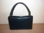 mooie vintage retro blauwe lederen handtas, Ophalen of Verzenden, Blauw, Handtas