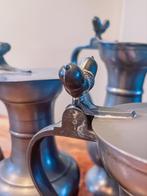 4 Tinnen Schenkkannetjes met Eikeltjes, Antiek en Kunst, Ophalen of Verzenden
