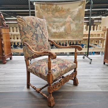 Prachtige antieke gobelin voltaire  stoel  beschikbaar voor biedingen