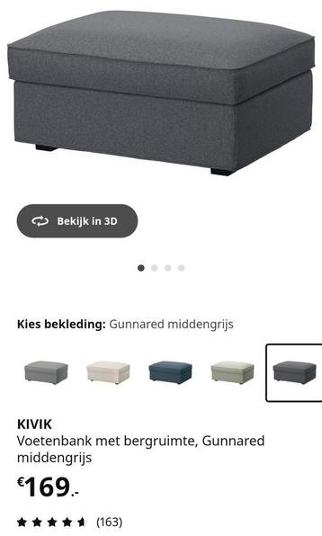 Ikea Kivik Voetenbank met nieuwe Skiftebo Donkergrijze hoes. - afbeelding 1