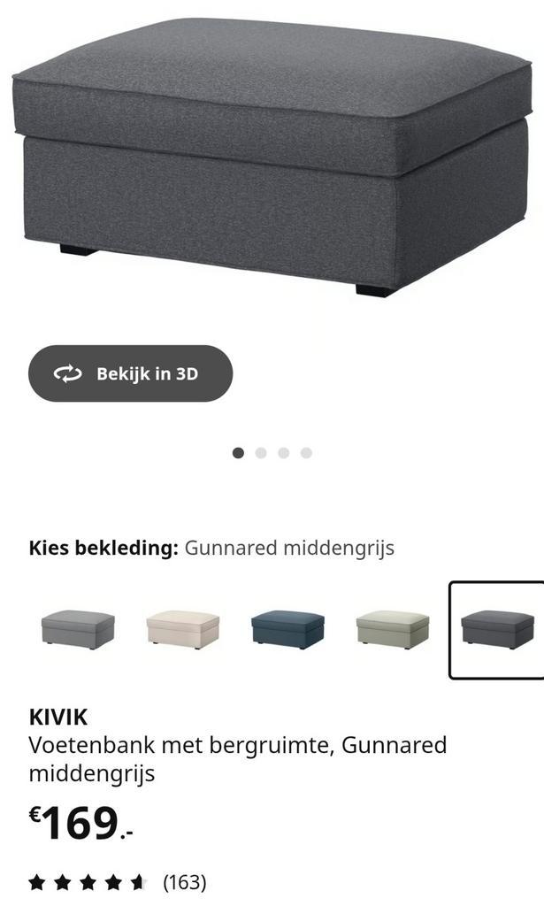 Ikea Kivik Voetenbank met nieuwe Skiftebo Donkergrijze hoes., Huis en Inrichting, Banken | Voetenbanken en Poefen, 75 tot 100 cm