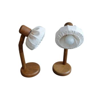 Set vintage houten tafellampen Fischer Leuchten  beschikbaar voor biedingen