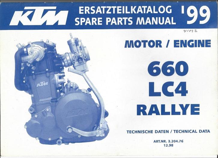 KTM 660 LC4 Rallye spare parts engine motor (4153z), Motoren, Handleidingen en Instructieboekjes, Overige merken, Ophalen of Verzenden