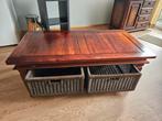 Nog goed te gebruiken salontafel met 2 rieten manden., Ophalen, Gebruikt, 100 tot 150 cm, 50 tot 100 cm