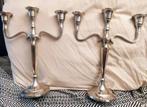 Twee Vintage Verzilverde Kandelaren, Antiek en Kunst, Antiek | Kandelaars, Verzenden, Zilver