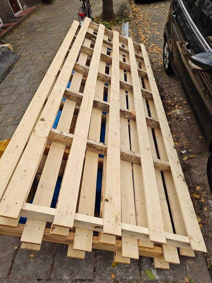 2 Grote Pallets - Bouwmaat statiegeld, Doe-het-zelf en Verbouw, Hout en Planken, Gebruikt, Pallet, Overige houtsoorten, 250 tot 300 cm