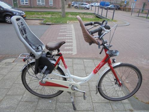 Gazelle moederfiets met twee kinderzitjes, Fietsen en Brommers, Fietsen | Dames | Moederfietsen, Zo goed als nieuw, Gazelle, 56 cm of meer