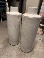 Set van 2 keramische vazen – wit met craquelé afwerking, Antiek en Kunst, Antiek | Vazen, Ophalen