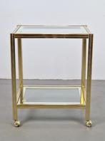 Vintage bar cart trolley serveerwagen regency messing glas, Gebruikt, 50 tot 100 cm, Regency vintage, Ophalen of Verzenden
