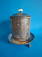Antiek zilver/ verzilverd theeblik- tea caddy- theedoos., Ophalen of Verzenden