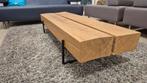 Prachtige massief eikenhouten industriële design salontafel, Huis en Inrichting, Tafels | Salontafels, 100 tot 150 cm, Zo goed als nieuw