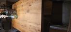 Eikenhouten tafel met stalen poot 200 x 100, Huis en Inrichting, Ophalen, Gebruikt, Eikenhout