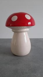 Paddenstoel spaarpot rood met witte stippen sprookje kind, Ophalen of Verzenden, Zo goed als nieuw, Steen, Aardewerk of Keramiek