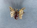 Antieke vlinder broche met granaat in 800 karaat zilver, Sieraden, Tassen en Uiterlijk, Antieke sieraden, Ophalen of Verzenden