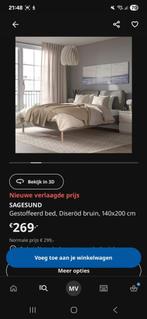 Bed, Ophalen, Beige, Tweepersoons, 140 cm