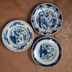 3 Delfts Aardewerk Borden blauw-wit Chinees Decor 18e Eeuw, Ophalen of Verzenden
