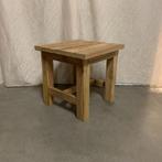 Bijzettafel – geborsteld teak - 45 x 45 cm - TTM Wonen, Nieuw, Landelijk, Ophalen of Verzenden, 45 tot 60 cm