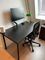 Ikea bureau donkerbruin zwart donker eiken 150x75, Ophalen of Verzenden, Zo goed als nieuw, Bureau