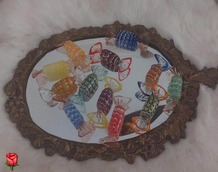 12 Vintage stijl Murano snoepjes/candies 6 cm lang, Verzamelen, Glas en Borrelglaasjes, Nieuw, Overige typen, Ophalen of Verzenden