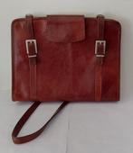 Vintage bruin leren schoudertas DISTING, Overige merken, Gebruikt, Bruin, Ophalen of Verzenden