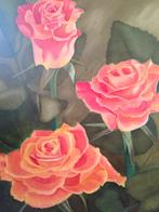 Romantisch schilderij met 3 rozen, Ophalen of Verzenden