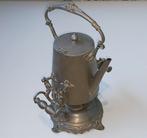 Antiek tinnen theepot met warmhouder, begin 1900, Ophalen of Verzenden