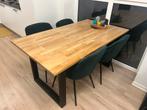 Houten eettafel met zwarte metalen U-poten, Ophalen, Gebruikt, 50 tot 100 cm, 150 tot 200 cm